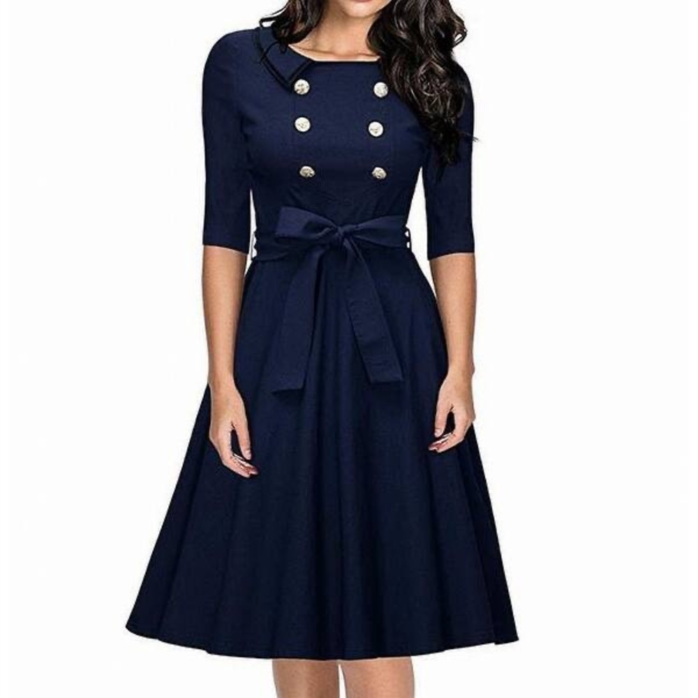 Miusol Blue Women’s Fit and Flare Sailor Dress